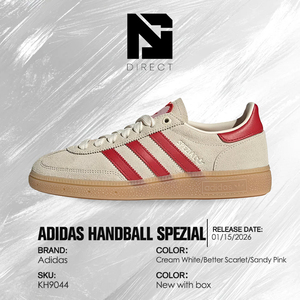 Adidas Wmns Handball Spezial 'Cream White Scarlet Sandy Pink' Chaussures rétro rayées à lacets pour femmes, baskets de skateboard à la mode - Product Image 6