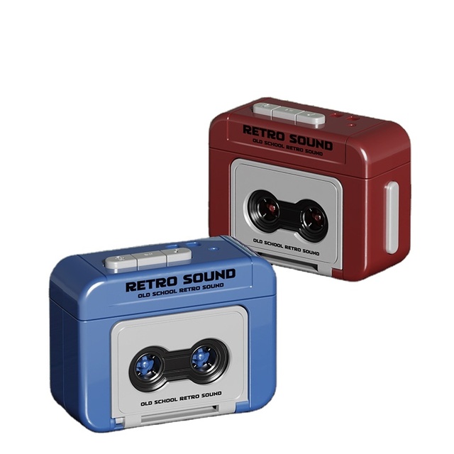 Recordable Tape Recorder Pendant Red Mini Retro Recording Fun Couple Music Gift Keychain Ornament Book Recording