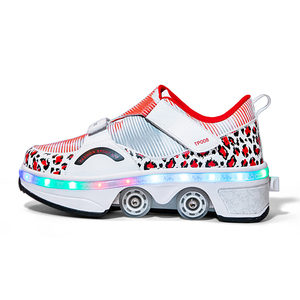 Zapatos con ruedas retráctiles, 4 ruedas, suela TPR, zapatillas populares de doble <span class=keywords><strong>fila</strong></span>, zapatos con ruedas para niños y niñas - Product Image 1