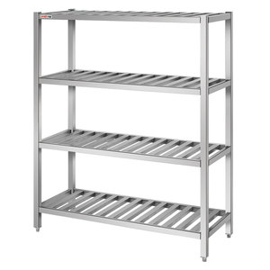 Étagère <span class=keywords><strong>murale</strong></span> pliable à 4 niveaux en acier inoxydable argenté pour cuisine, chambre froide, ustensiles et épices – Vente en gros - Product Image 2