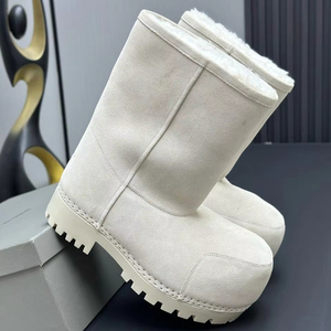 Botas de Nieve de Moda con <span class=keywords><strong>Plataforma</strong></span>, Cálidas, de Algodón, Diseño de Punta Ancha, Botas Largas para Mujer - Product Image 3