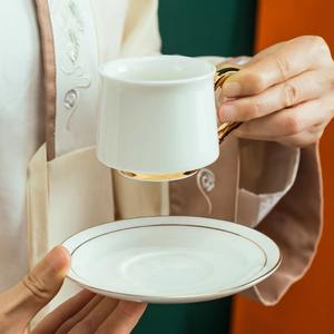 Juego de taza y platillo de café de alta calidad de jade gordo de cordero, taza de té de cerámica con cuchara, taza de té de oficina - Product Image 2