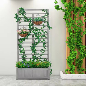 Jardinera de madera con rejilla, soporte de suelo para plantas, trepadora, para jardín, patio, balcón, terraza, macetero. - Product Image 1