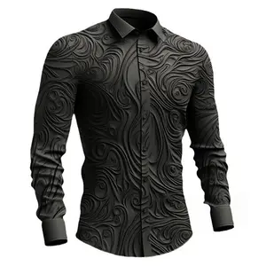 RNSHANGER printemps rétro gothique chemise homme extérieur solide 3D imprimé Totem Halloween Streetwear col rabattu chemise à manches longues