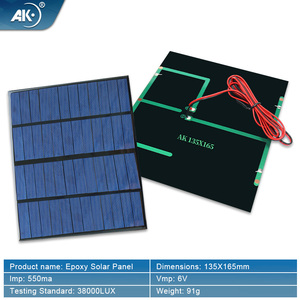 AK Hersteller Small Size Mini Epoxy Solar panel Modell 135*165 6V 550MA Lade Power Bank von Solar Panels Plus 1m Draht - Product Image 2