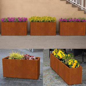 Boîte de jardinières <span class=keywords><strong>rectangulaire</strong></span> basse Jardinières en <span class=keywords><strong>acier</strong></span> <span class=keywords><strong>corten</strong></span> Boîte à fleurs de style rustique pour porche, patio, jardin, boîte à fleurs à décor commercial - Product Image 5