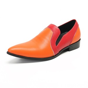 Zapatos de verano color naranja para hombre, de cuero, transpirables, estilo casual, modernos, con diseño de patchwork. - Product Image 1