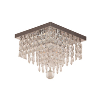 Plafonnier moderne en aluminium semi-encastré avec cristaux en forme de goutte de pluie, mini luminaire carré pour salle à manger