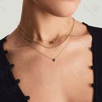 Gemnel 925 plata esterlina delicado minimalista Mini corazón Pave collar de diamantes negros para niña