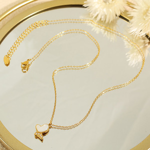 Collier pendentif papillon en nacre blanche naturelle, chaîne en or avec incrustation de zircon, bijoux cadeau pour femmes - Product Image 3