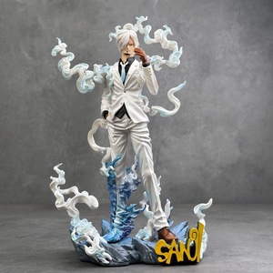 Action Figure di Sanji, Personaggio <span class=keywords><strong>Manga</strong></span> Giapponese, Modello in PVC con Abito Bianco, Statua da Collezione 30cm, Giocattolo Regalo con Base Decorativa Fiamma Blu - Product Image 2