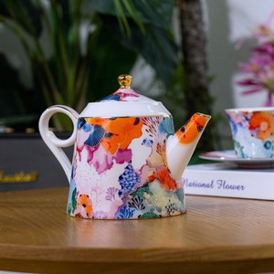 Service à thé en céramique - Théière Récif Corallien avec 4 tasses et soucoupes - Product Image 2
