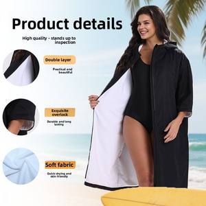 Poncho à séchage rapide à glissière plongée surf équipement de natation absorbant l'eau séchage rapide adulte plage <span class=keywords><strong>peignoir</strong></span> à capuche - Product Image 3