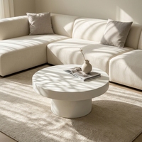 Table basse moderne en micro-ciment durable et écologique, noyer foncé, style nordique minimaliste, en MDF, pour salon, vente en gros OEM