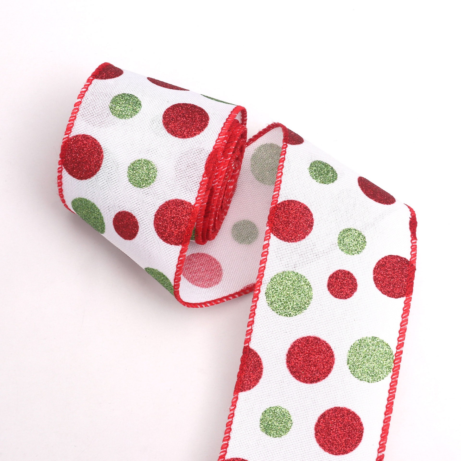 Pois blancs avec bord rouge-6,3 cm, 10 mètres par rouleau