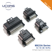 Conector de ECU Automotriz Serie MX23, Paso de 2.5mm, 12/18/26/34 Pines, Conector Macho en Ángulo Recto, Contactos de Aleación de Cobre, 14V DC 3A