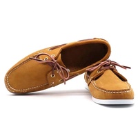 Chaussures plates en cuir nubuck pur jaune vif cousues à la main, style pieds nus, souples, anti-odeur, semelle en caoutchouc, décontractées, fraîches, printemps-été