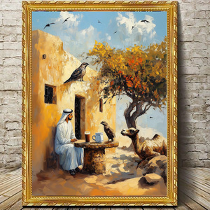 HAOWAI <b>Drop</b> Shipping Arabic Culture Oil Painting Canvas Wall Art Vintage Art, Middle Eastern Poster for Home Deco 202508YL064 3 - Product Image 1