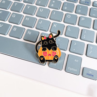 Dessin animé Halloween broche drôle fantôme citrouille métal Badge avec et chauve-souris plaqué gravure broche accessoires peuvent être personnalisés