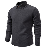 Pull en maille à col polo à manches longues pour homme, personnalisé, couleur marron, automne-hiver, fabriqué par un fabricant de tricots