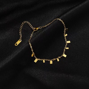Fashionable and Simple Stainless Steel square Pendant Necklace for Women, Personalized Ankle Chain Wholesale - Product Image 2