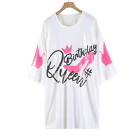 Mini-robe en jersey à sequins pour anniversaire, col rond, manches courtes, motif lettres, taille naturelle, écologique, lavable, style Hip Hop