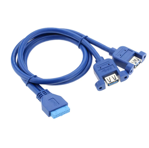 <span class=keywords><strong>Cable</strong></span> de extensión interno de 20 pines para placa base con doble <span class=keywords><strong>USB</strong></span> <span class=keywords><strong>3.0</strong></span>, montaje en panel, blindaje de PVC y lámina de aluminio, con orejetas de tornillo - Product Image 1