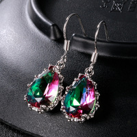 Belle goutte d'eau pierres précieuses cristal clair boucles d'oreilles filles femmes délicat argent coloré Zircon boucles d'oreilles goutte