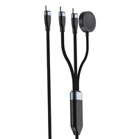 Cable USB C 3 en 1 de Carga Rápida de 100W OEM, Cable de Carga Múltiple con Trenzado de Nailon y Cargador Magnético para Reloj, Compatible con Apple Watch y Samsung