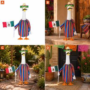 Disfraz de Ganso Mexicano para Fiesta, Vestido a Rayas Arcoíris, Sombrero, Bandera, Decoración para Jardín o Porche - Product Image 5
