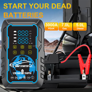 Портативное зарядное устройство для автомобильного аккумулятора 12В с функцией запуска двигателя и компрессором для шин, внешний аккумулятор с компрессором - Product Image 2