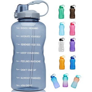 Bouteille d'eau <span class=keywords><strong>motivante</strong></span> de 1 gallon/128oz avec marqueur de temps et paille pour le fitness, la salle de sport et les sports de plein air - Product Image 1