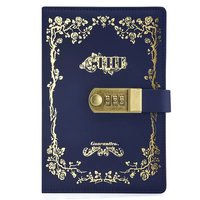 Carnet de notes vintage en cuir PU A5 avec feuille d'or rose, cadenas à combinaison à 3 chiffres, journal verrouillable privé, logo personnalisé