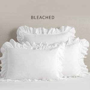 Federa per Cuscino in Lino 100% <span class=keywords><strong>con</strong></span> Volant, Morbida e Lavata, <span class=keywords><strong>con</strong></span> Chiusura a Busta - Product Image 3