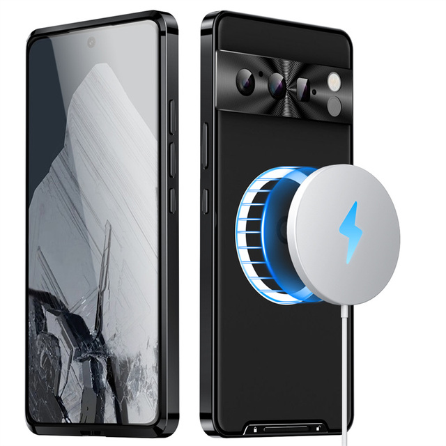 For Google Pixel 9 / 9 Pro XL / 9 8 7 Pro / 8a 7a Magnetic Case Shockproof Aluminum Frame Matte PC Panel Full Cover Funda