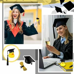 Venta al por mayor: Adorno de coche de plástico con diseño de pato amarillo, regalo de graduación lindo y elegante - Product Image 5
