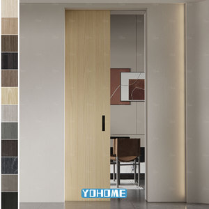 Porte coulissante encastrée européenne moderne, porte intérieure dissimulée de luxe en MDF, porte coulissante encastrée en bois cachée - Product Image 3