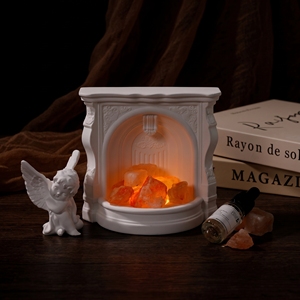 High Quality Fireplace Aromatherapy <b>Gift</b> <b>Set</b> Scented <b>Candle</b> & Fragrance Stone With Ambient Light For Gifting - Product Image 3