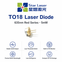 Diodo Láser Rojo QSI QL63D4SX 635nm 5mW TO18 5.6mm, Módulo LD Monomodo para Puntero Láser, Nivelador, Telémetro, Sensor