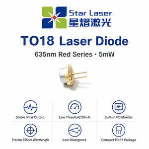 Diodo Láser Rojo QSI QL63D4SX 635nm 5mW TO18 5.6mm, Módulo LD Monomodo para Puntero Láser, <span class=keywords><strong>Nivelador</strong></span>, Telémetro, Sensor - Product Image 2