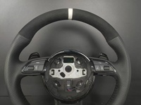 Volant en cuir en forme de D RS avec palettes de changement de vitesse, compatible avec Audi A3/A4/A5/A6/Q3/Q5/Q7/S3/S4/S5/S6/S8/TT/A7/A8
