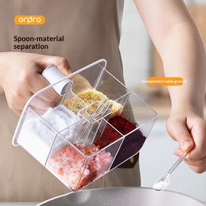 Boîte à épices domestique, ensemble de pots à condiments de cuisine, ensemble combiné multi-compartiments en plastique pour le stockage du sel, du glutamate monosodique et du poivre - Product Image 2