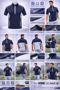 Vêtements personnalisés d'été pour hommes, pull à demi-zip, vêtements de golf, vêtements de sport légers à manches courtes, vêtements de sport actifs, sweat-shirt à demi-zip - Product Image 2