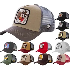 高品质5面板卡车司机帽刺绣动漫补丁卡车司机帽Gorras动物卡通棒球帽网状卡车司机帽