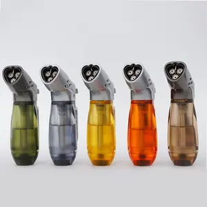 Creative inflatable windproof lighter three straight flame personality small welding torch cigarette lighter wholesale