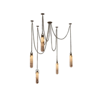 Lustre moderne en alabâtre avec cadre en métal et chaîne réglable, style italien, luminaire suspendu pour salon, éclairage intérieur