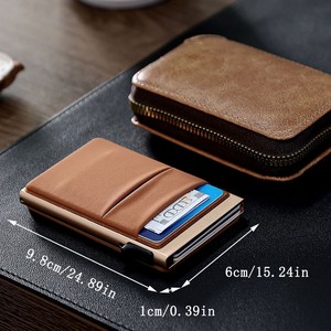 Nouveaux hommes court RFID antivol <span class=keywords><strong>portefeuille</strong></span> métal aluminium porte-carte avec fermeture ouverte glisser carte de crédit sac à main étui - Product Image 3