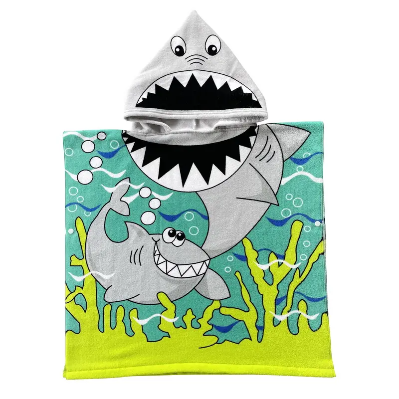 Children Cartoon Hooded Cloak Beach Towel Microfiber Kids Swimming Bath Towel