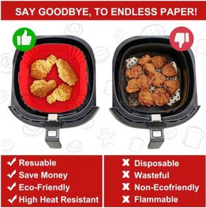 Friteuses à air en silicone de 9 pouces Plateau de cuisson pour four Pizza Poulet frit <span class=keywords><strong>Airfryer</strong></span> Panier en silicone Accessoires de revêtement de poêle <span class=keywords><strong>Airfryer</strong></span> réutilisables - Product Image 4