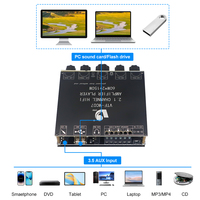 VIRE Carte d'Amplificateur Audio 2.1 Canaux Classe D avec Égaliseur 2*60W+150W, Puce Ti, Carte Son USB et Module Amplificateur de Puissance pour Caisson de Basses